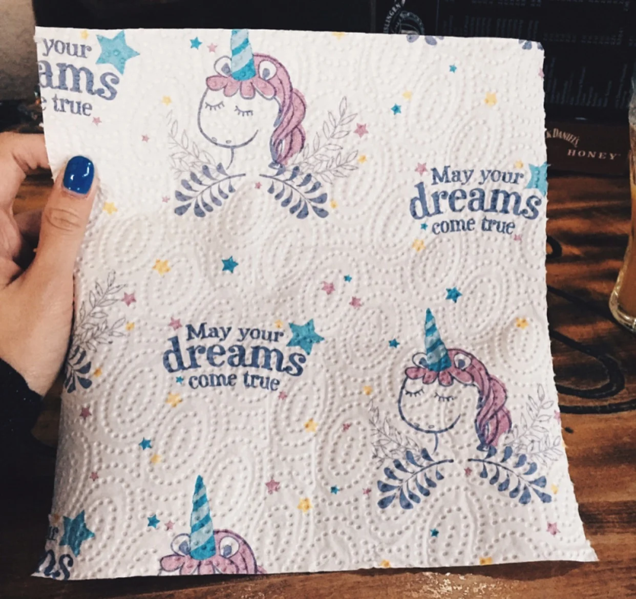Unicorn-print napkin