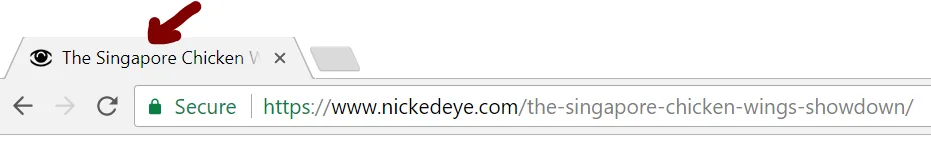 Browser tab title example, page title before brand name