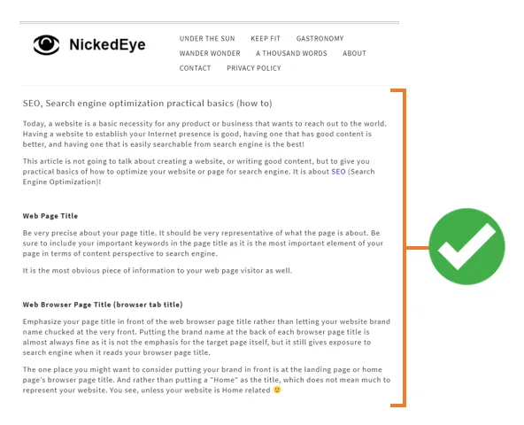 seo write quality content with objective to inform users
