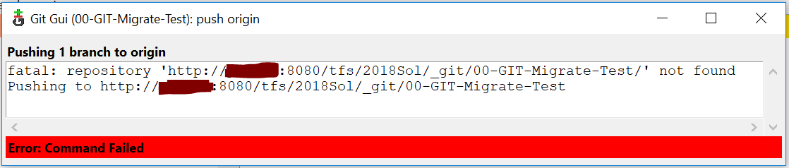 git gui change origin - push to origin repository not found