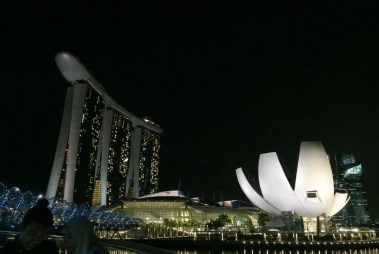 night at marina bay viewing from helix bridge lookout point featured photo